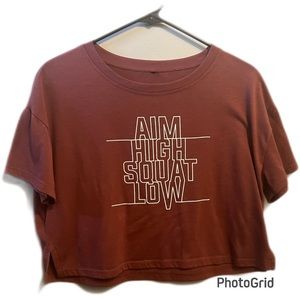 Aim High Squat Low Maroon Mauve Gym Crop Top